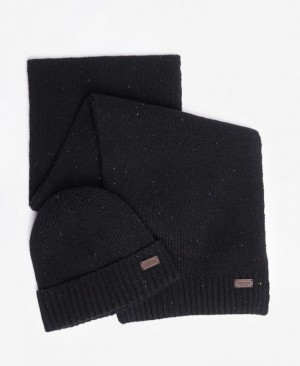 Barbour Carlton Fleck Beanie & Scarf Negrii | LTMC5841
