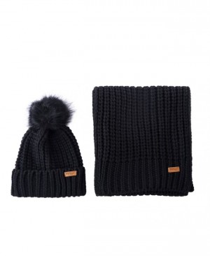 Barbour Saltburn Beanie & Scarf Negrii | PRMZ8425