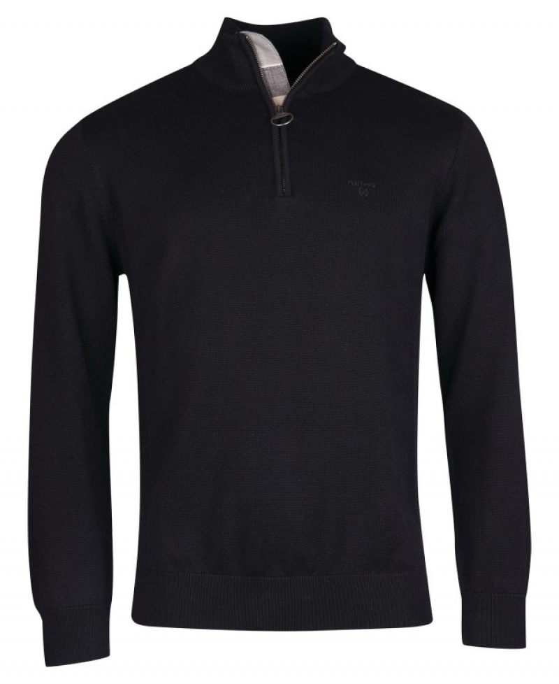 Barbour Bumbac Half Zip Negrii | WETQ5215