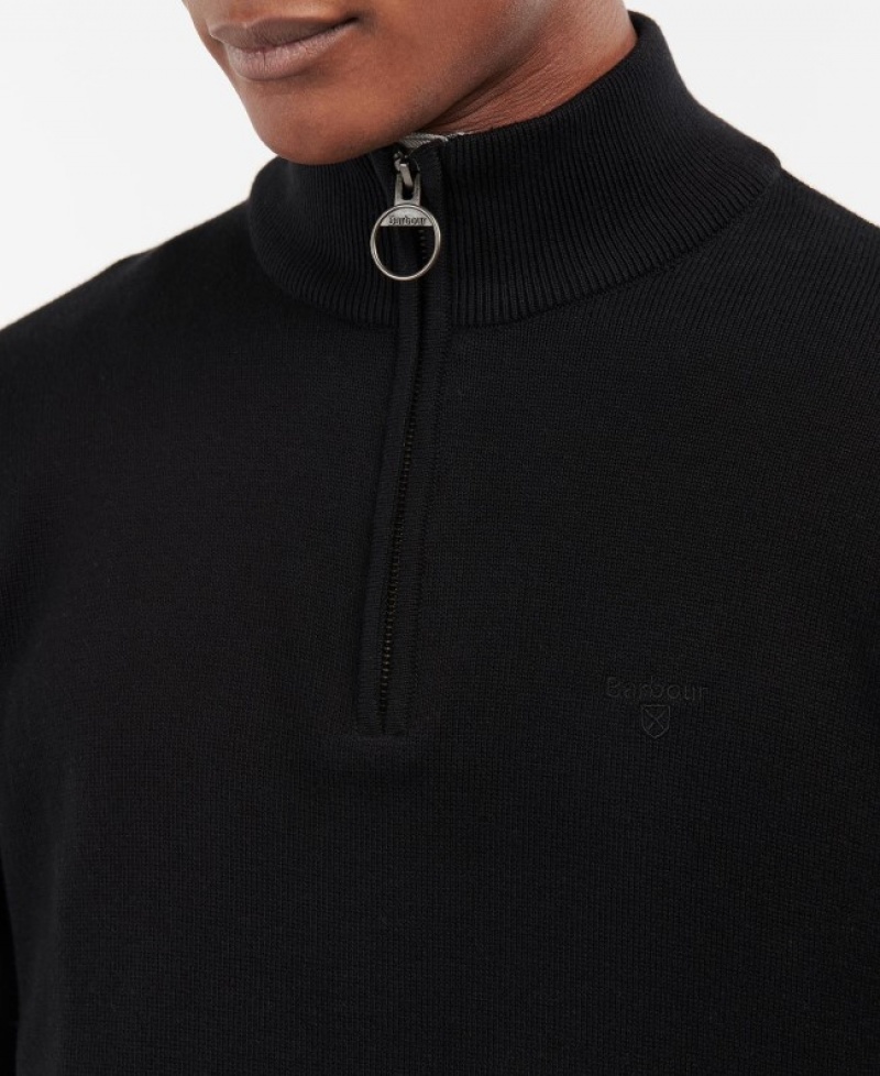 Barbour Bumbac Half Zip Negrii | WETQ5215