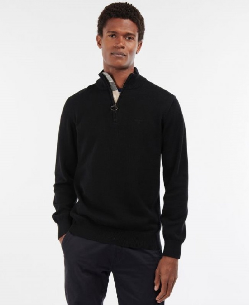 Barbour Bumbac Half Zip Negrii | WETQ5215