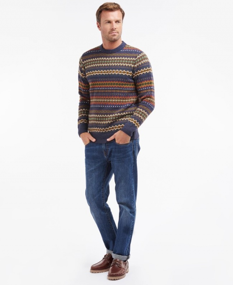 Barbour Case Fairisle Crew Neck Albastri | KRIW7273
