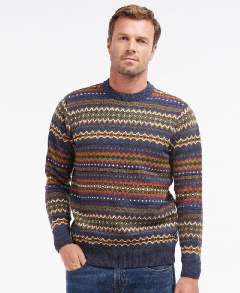 Barbour Case Fairisle Crew Neck Albastri | KRIW7273