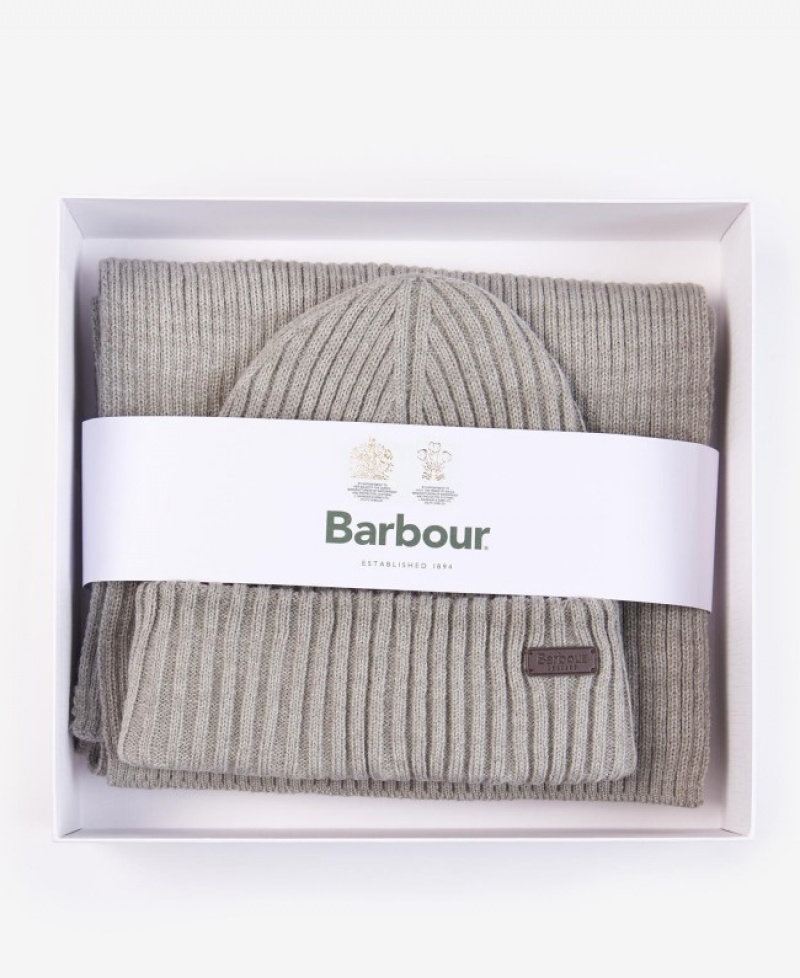 Barbour Crimdon Beanie & Scarf Gri Deschis | XKXW3286