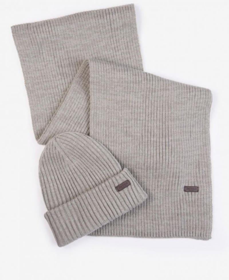 Barbour Crimdon Beanie & Scarf Gri Deschis | TSKE5995