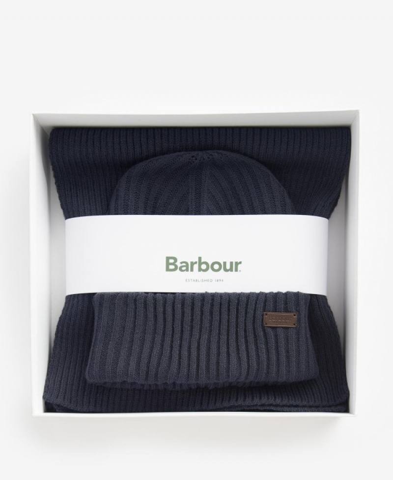 Barbour Crimdon Beanie and Scarf Albastri | MICE4873