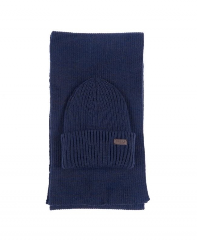 Barbour Crimdon Beanie and Scarf Albastri | MICE4873