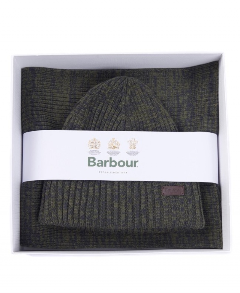 Barbour Crimdon Beanie and Scarf Verzi | ITOD0398