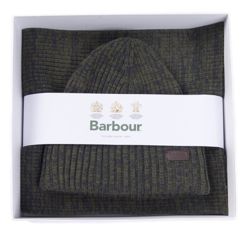 Barbour Crimdon Beanie and Scarf Verzi | ITOD0398