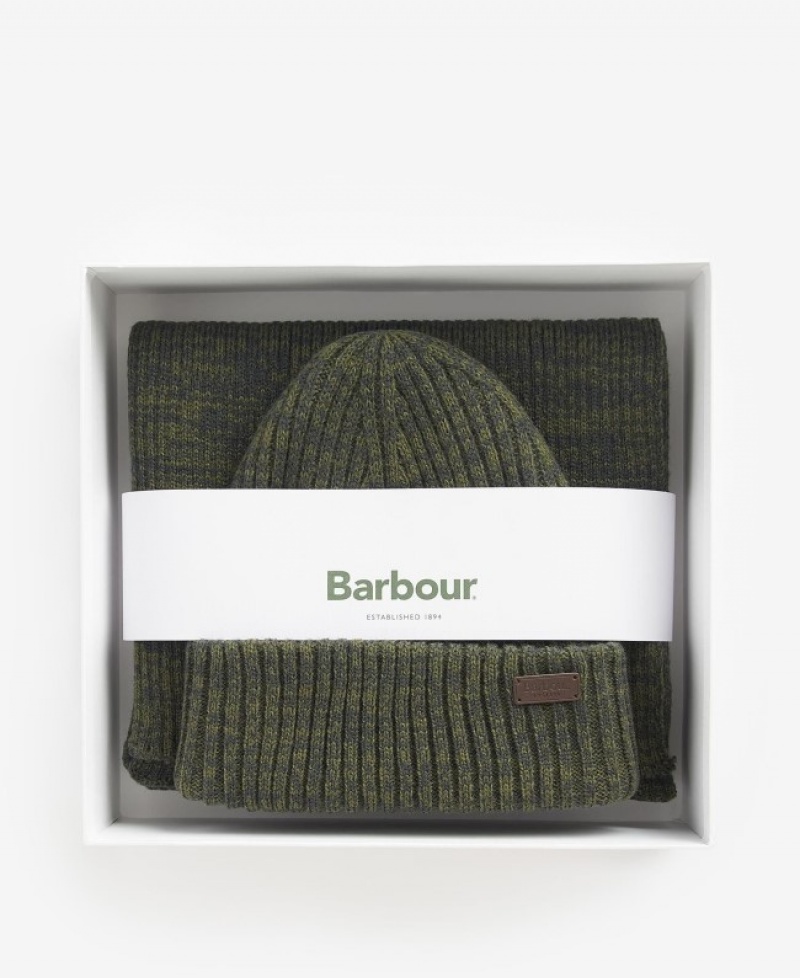 Barbour Crimdon Beanie and Scarf Verzi | ITOD0398
