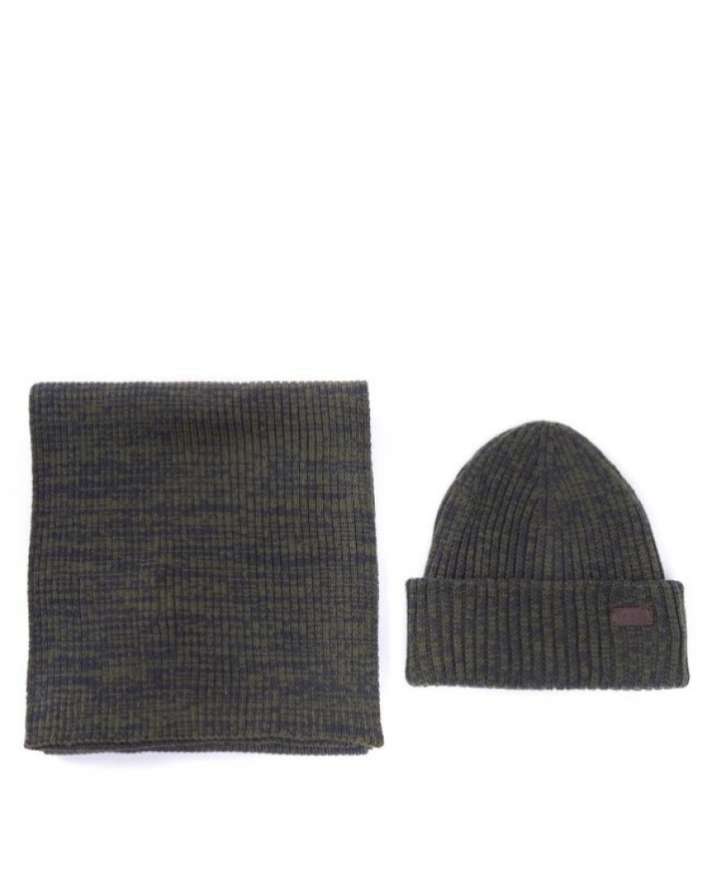 Barbour Crimdon Beanie and Scarf Verzi | ITOD0398