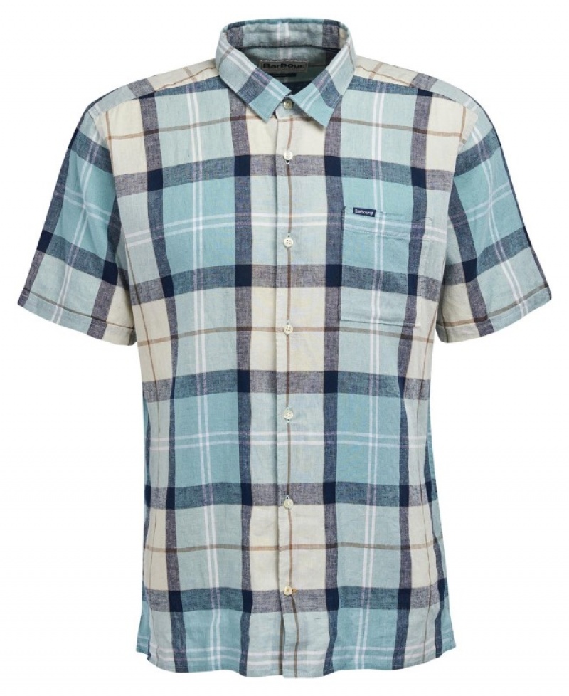 Barbour Croft Scurte Sleeve Summer Albastri Albi | JKEQ4831