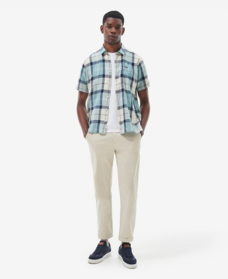 Barbour Croft Scurte Sleeve Summer Albastri Albi | JKEQ4831