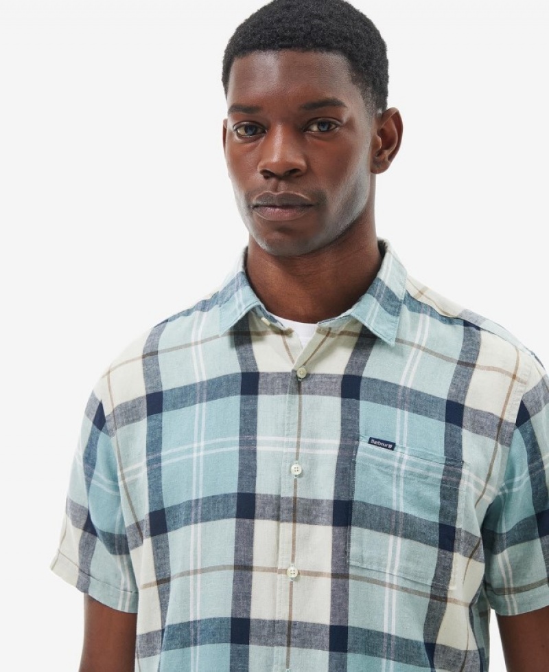 Barbour Croft Scurte Sleeve Summer Albastri Albi | JKEQ4831