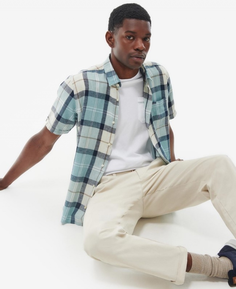Barbour Croft Scurte Sleeve Summer Albastri Albi | JKEQ4831
