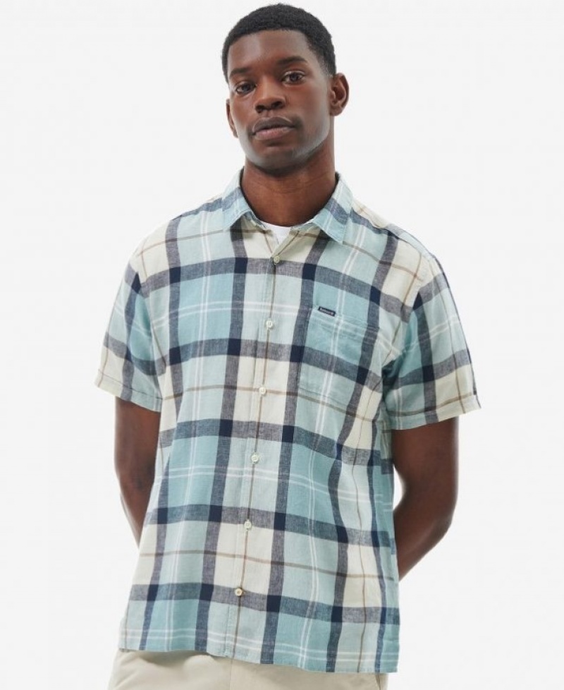 Barbour Croft Scurte Sleeve Summer Albastri Albi | JKEQ4831