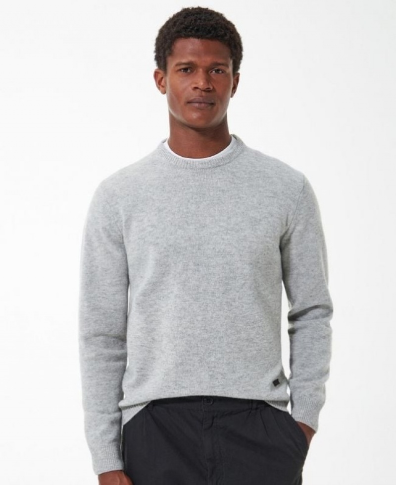 Barbour Essential Crew-Neck Gri | LPRJ5337