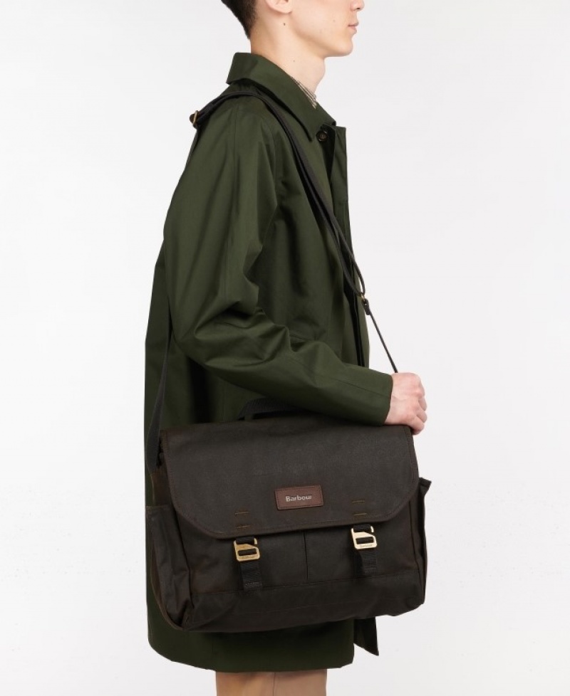 Barbour Essential Wax Messenger Masline Verzi | DZUC3308