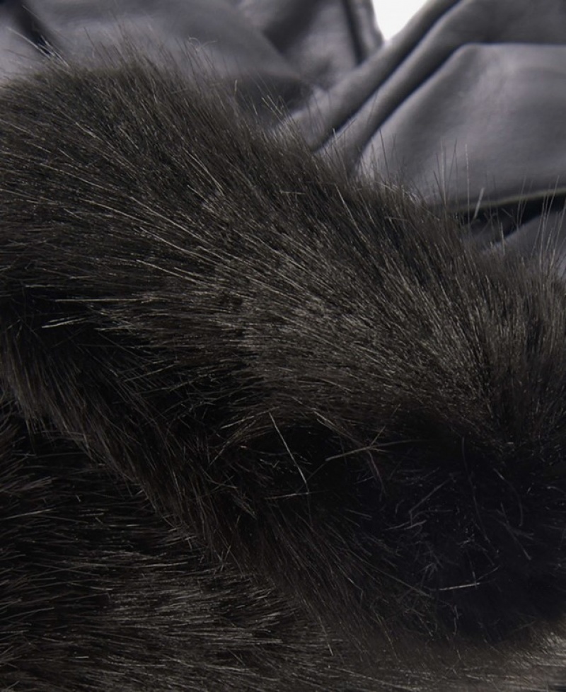 Barbour Faux Fur Trimmed Piele Negrii | PSLS8718