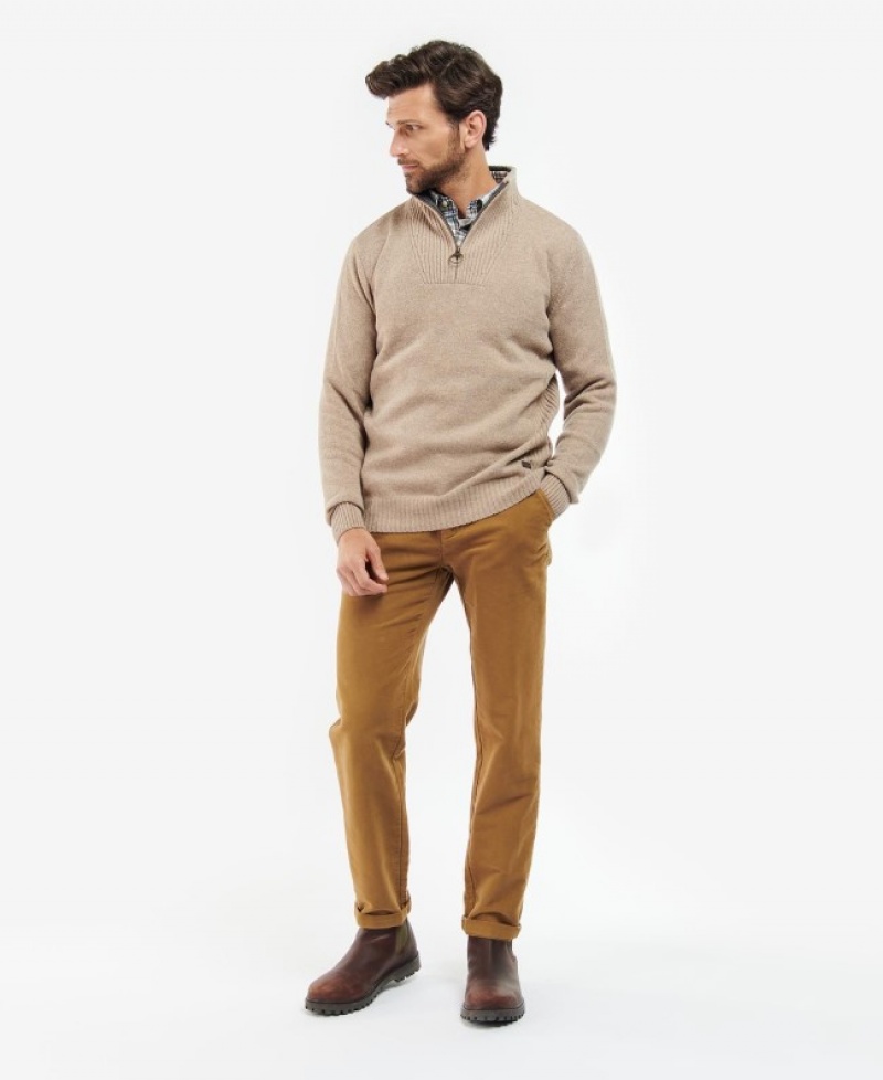 Barbour Nelson Essential Half Zip Bej | XQYZ1945