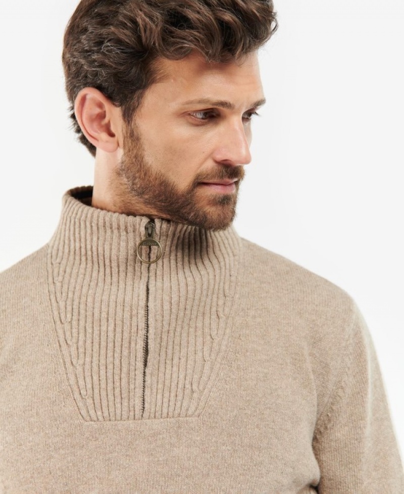 Barbour Nelson Essential Half Zip Bej | XQYZ1945