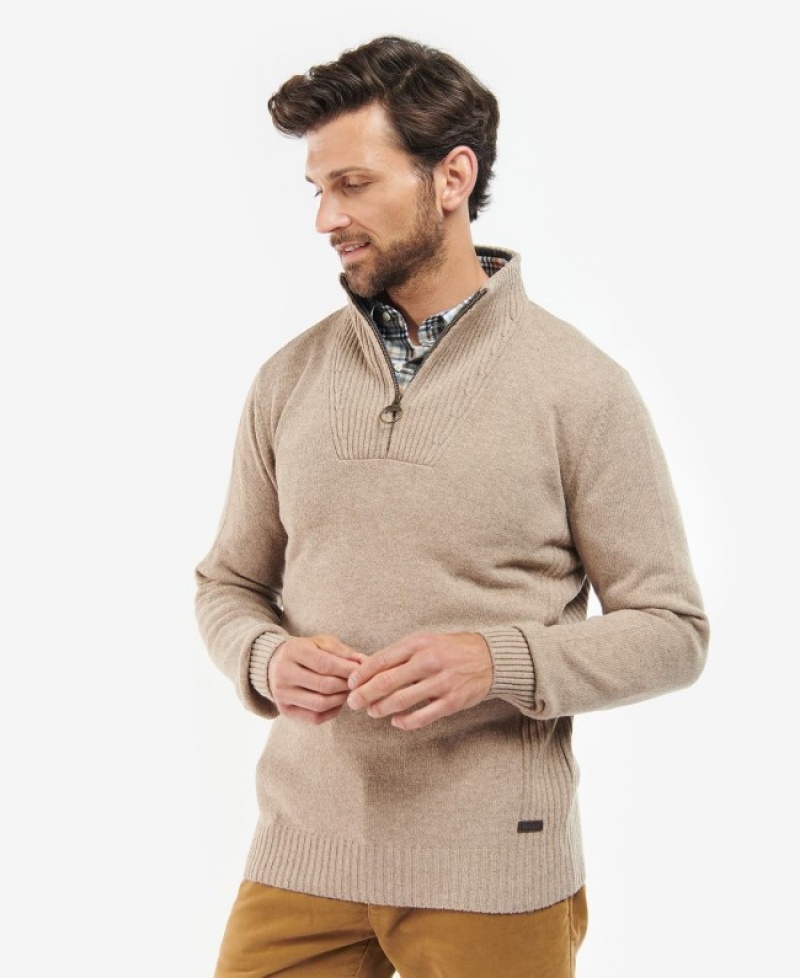 Barbour Nelson Essential Half Zip Bej | XQYZ1945