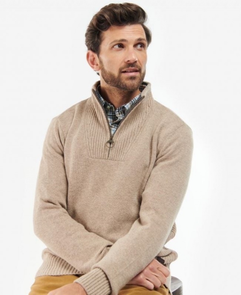 Barbour Nelson Essential Half Zip Bej | XQYZ1945