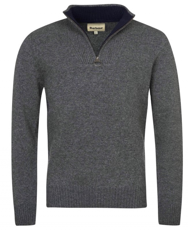 Barbour Nelson Essential Half Zip Gri | KSUO7624