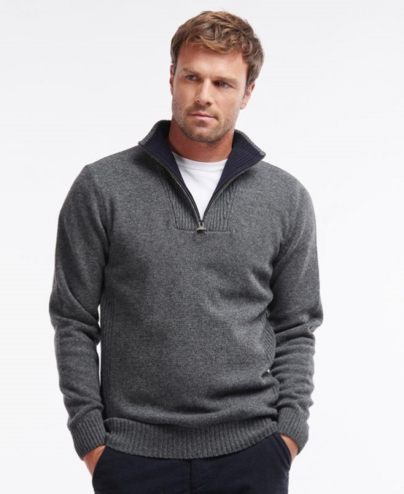 Barbour Nelson Essential Half Zip Gri | KSUO7624