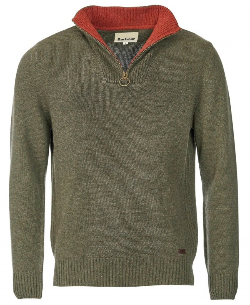 Barbour Nelson Essential Half Zip Masline Verzi | TNGK6473