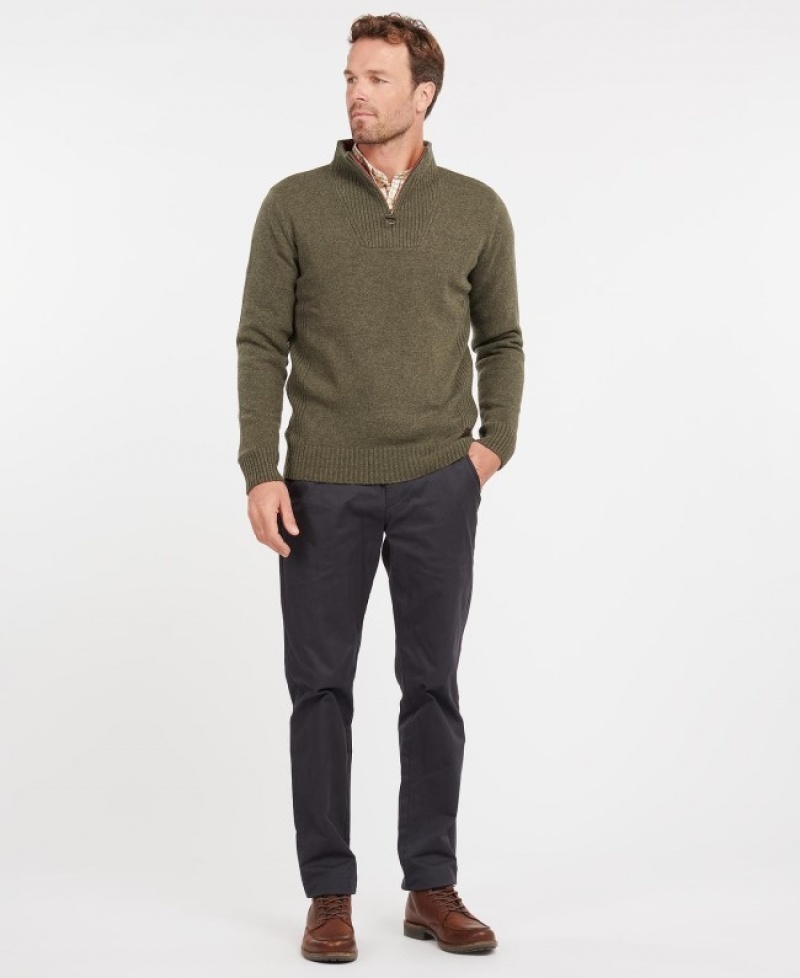 Barbour Nelson Essential Half Zip Masline Verzi | TNGK6473
