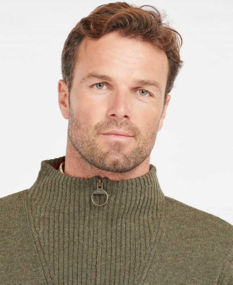 Barbour Nelson Essential Half Zip Masline Verzi | TNGK6473