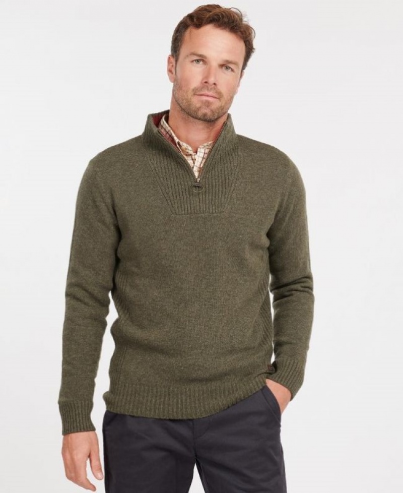 Barbour Nelson Essential Half Zip Masline Verzi | TNGK6473