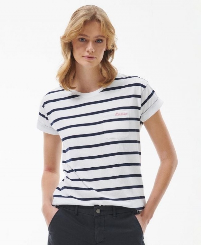 Barbour Otterburn Stripe Albi Negrii | LPDQ9989