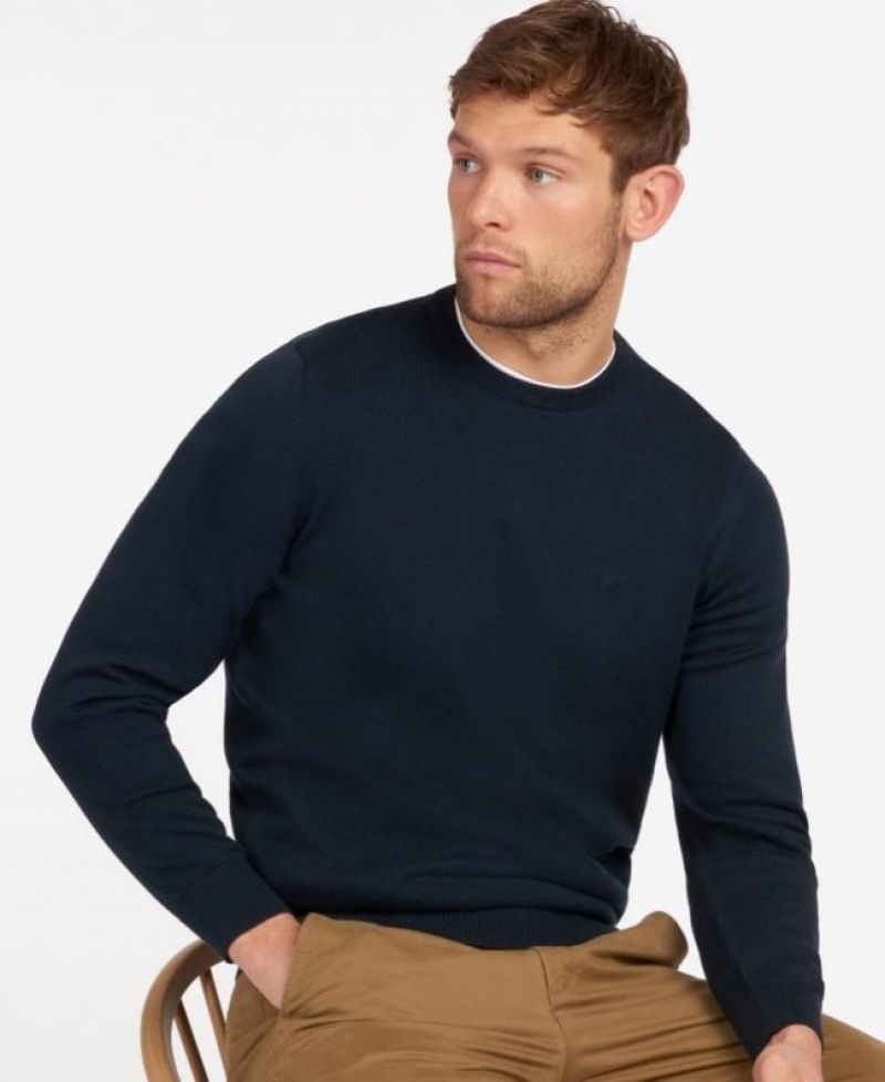 Barbour Pima Bumbac Crew Neck Bleumarin | QRZM3983