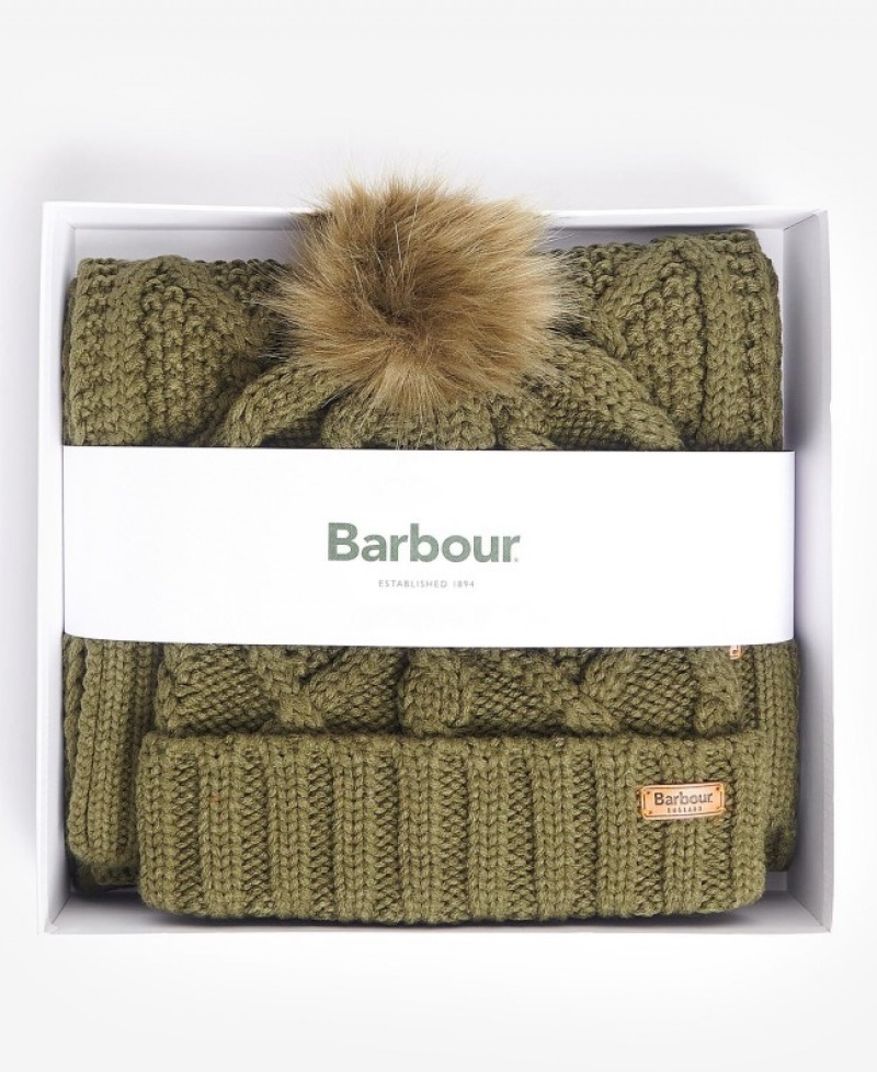 Barbour Ridley Beanie & Scarf Verzi | YLKW5773