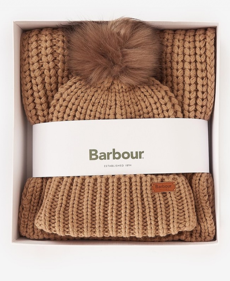 Barbour Saltburn Beanie & Scarf Bej | NBAG1324