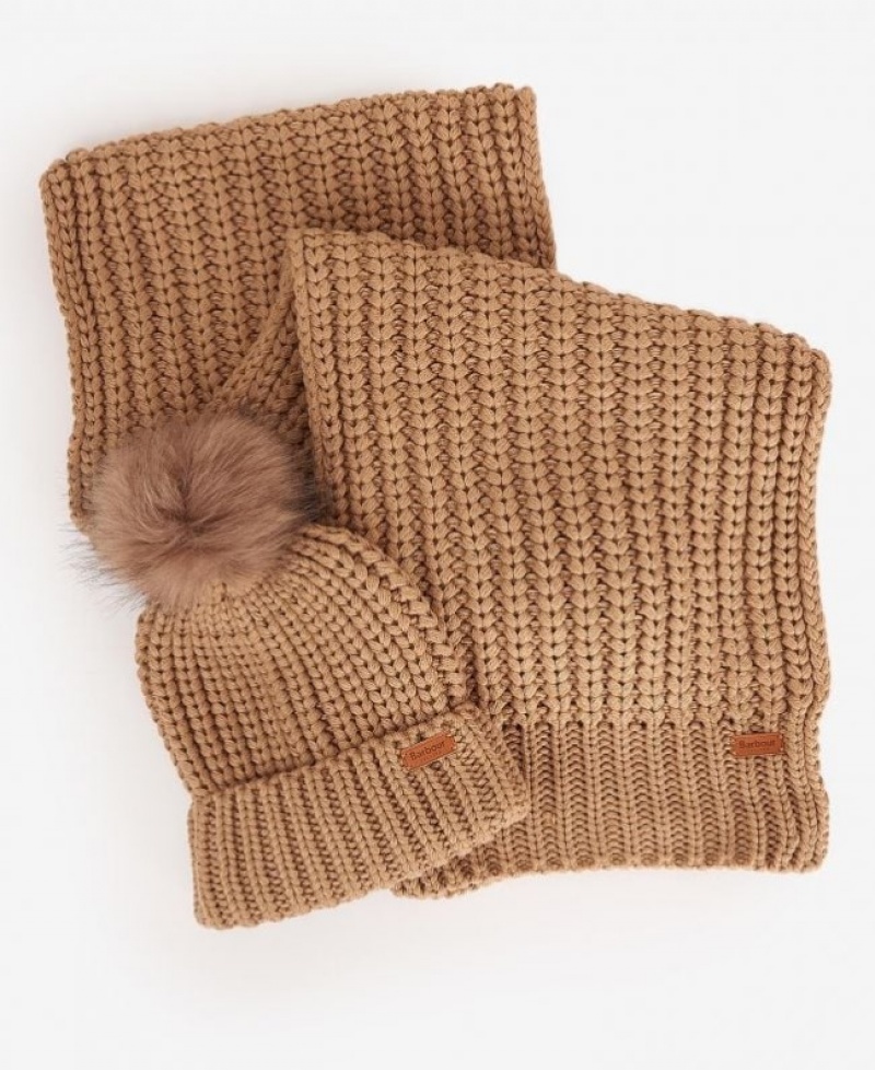 Barbour Saltburn Beanie & Scarf Bej | NBAG1324