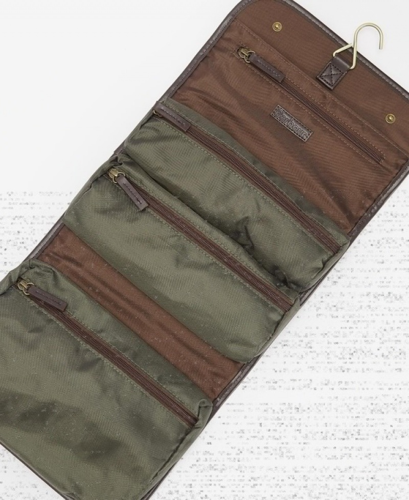 Barbour Wax Hanging Washbag Masline Verzi | LSGA9012