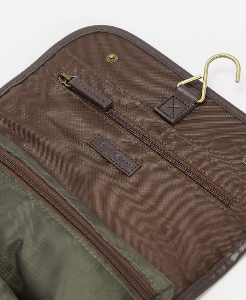 Barbour Wax Hanging Washbag Masline Verzi | LSGA9012