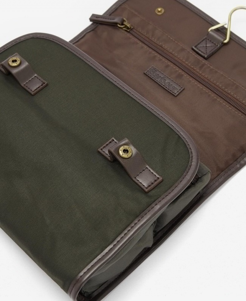 Barbour Wax Hanging Washbag Masline Verzi | LSGA9012