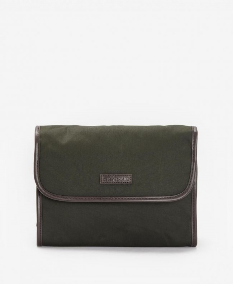Barbour Wax Hanging Washbag Masline Verzi | LSGA9012