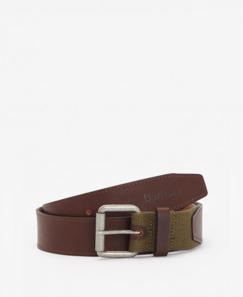 Barbour Webbing/Piele Masline Verzi | UNCZ4348
