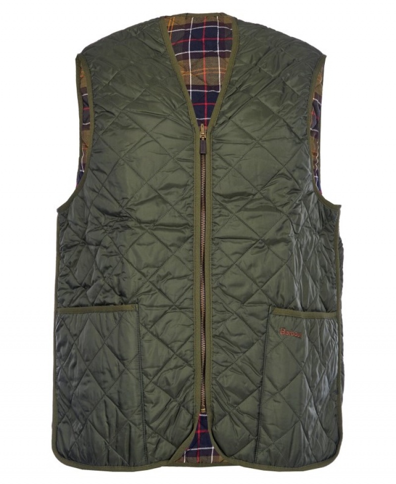 Barbour Zip-In Liner Matlasat Waistcoat Masline Verzi | NQIE4222