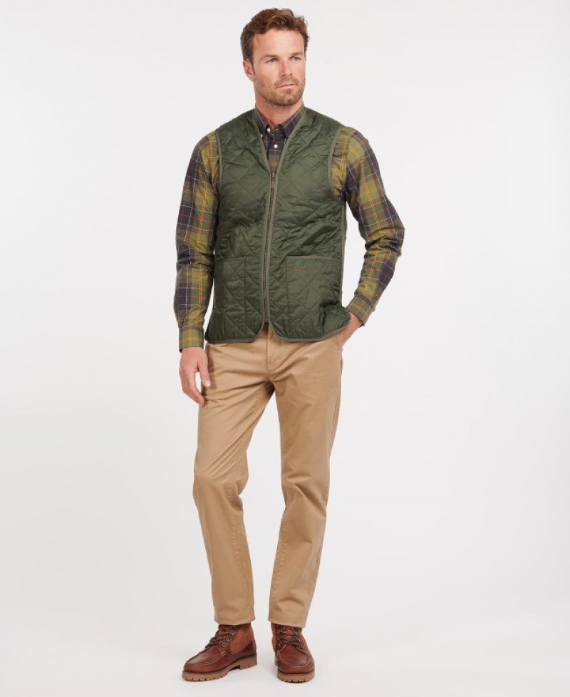 Barbour Zip-In Liner Matlasat Waistcoat Masline Verzi | NQIE4222
