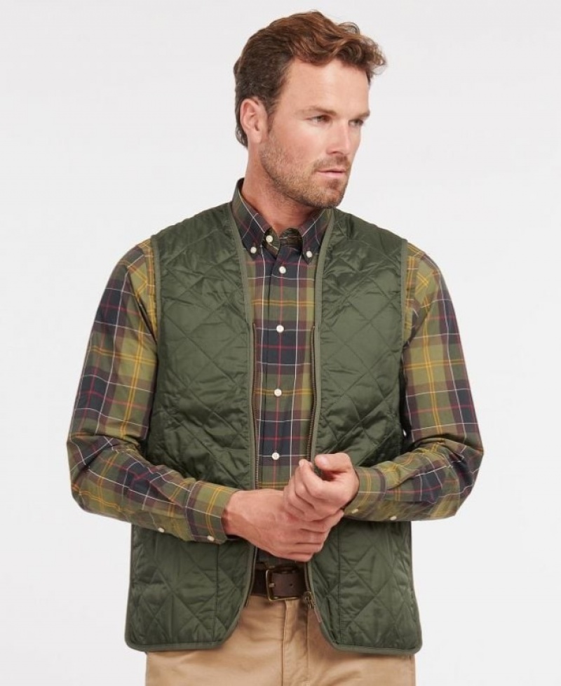 Barbour Zip-In Liner Matlasat Waistcoat Masline Verzi | NQIE4222