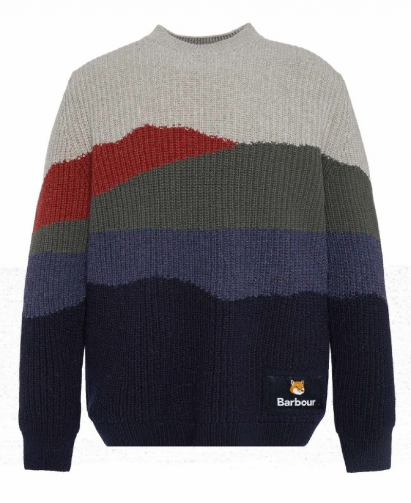 Barbour x Maison Kitsuné Landscape Tricotate Bleumarin | HRMM6637