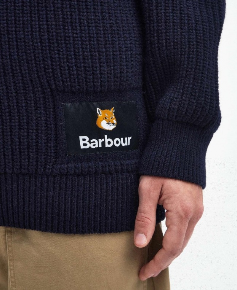 Barbour x Maison Kitsuné Landscape Tricotate Bleumarin | HRMM6637