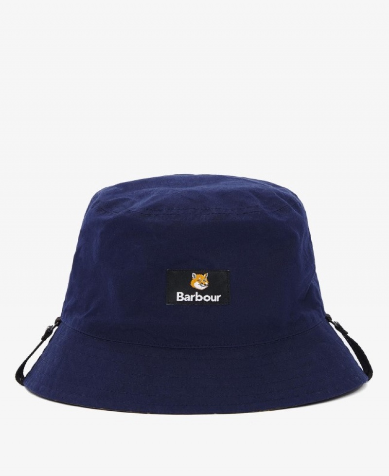 Barbour x Maison Kitsuné Reversible Bucket Bleumarin Inchis | CYEF0069