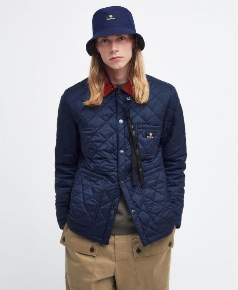 Barbour x Maison Kitsuné Reversible Bucket Bleumarin Inchis | CYEF0069